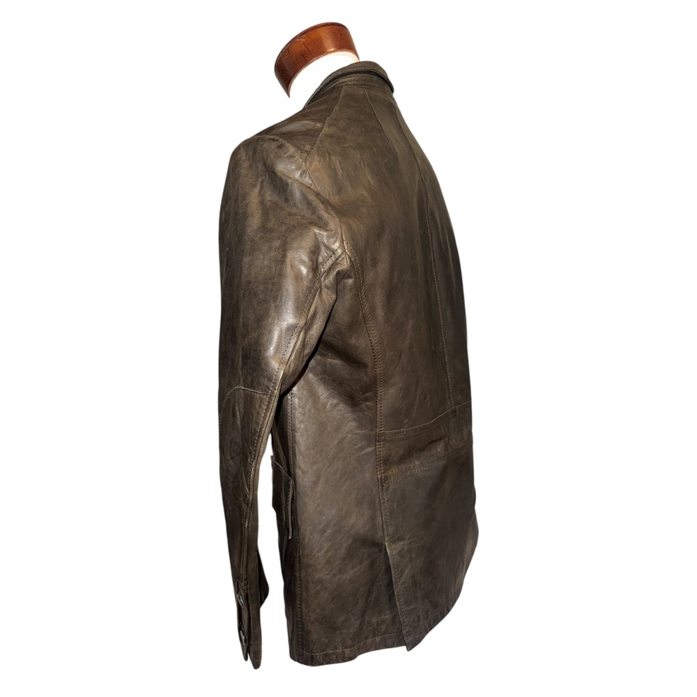 Henry Beguelin | Vintage Handmade Italian Leather Blazer Coat Brown Men's M/L - Picture 3 of 16